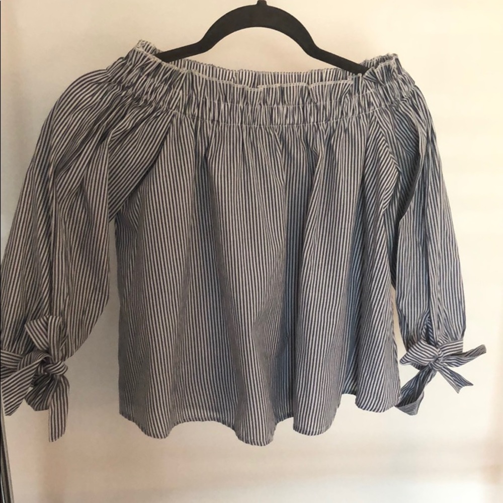 Striped off the shoulder top